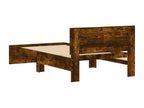 Bed frame with headboard in smoked oak, 100x200 cm, TBCJ99114