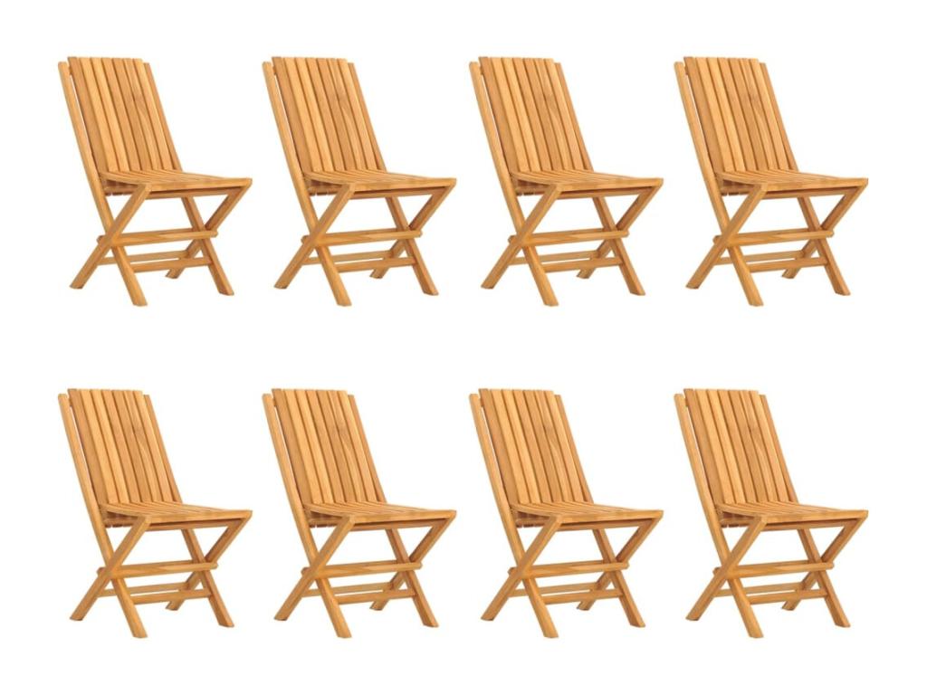 Folding garden chairs, set of 8, 47x47x89cm, solid teak wood, EYEA51563