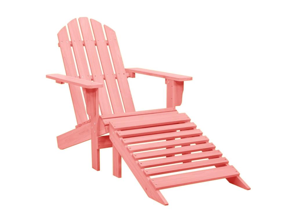 Dekonao garden chair with ottoman, solid fir wood, pink, TJEQ97593