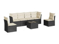 7-piece garden furniture set with cushions, black woven resin AERL90000