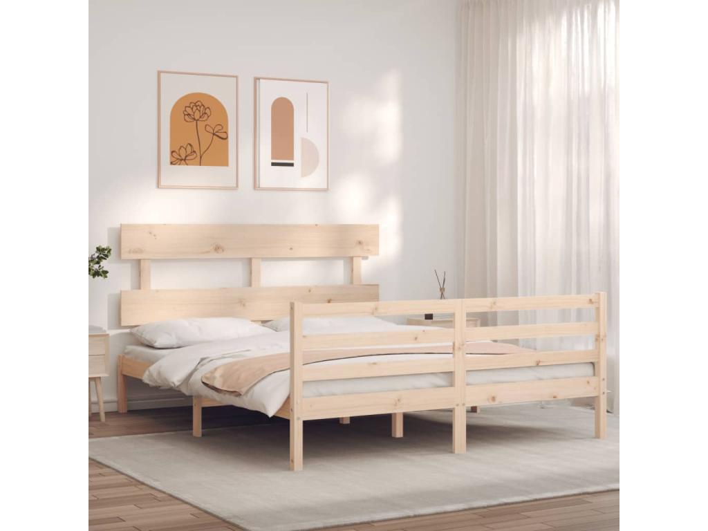 Bed frame with headboard 160x200 solid wood ZRKA40144