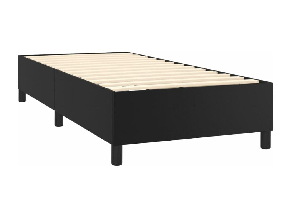 Dekonao bed base with LED mattress, black, 90x190 cm, faux leather, VWWN82348