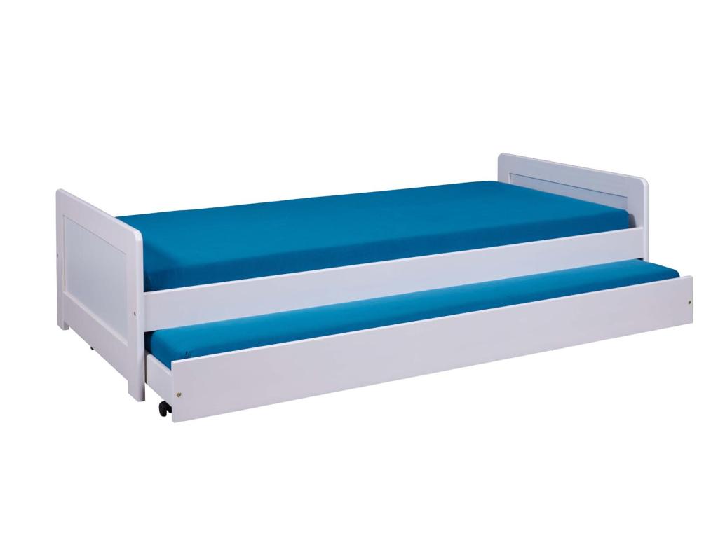 Nobellea Trundle Bed with 1 Drawer / Slatted Base 90x200cm White LTVI51482