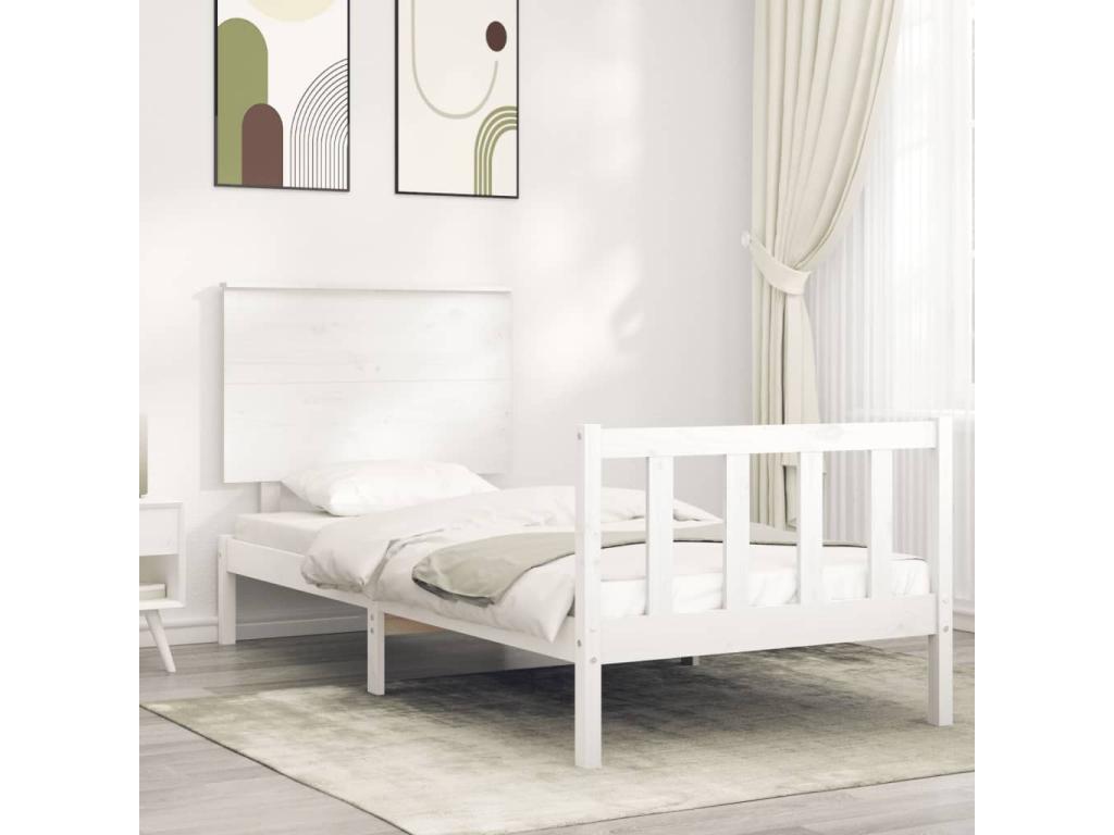 Bed frame without mattress, white, 100x200 cm, solid pine wood, NVKI69411