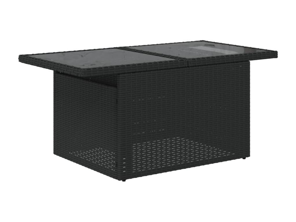 6-piece garden furniture set with cushions, black woven resin GGCW04065