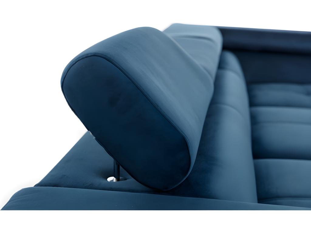 Corner sofa bed - Nobellea - in luxury fabric, 5-seater, BLUE and GREY, left-hand corner (front view) PASB89578