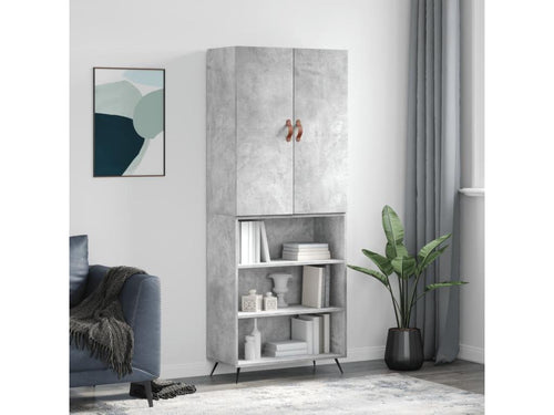 High sideboard, concrete grey, 69.5x34x180 cm, engineered wood, HGGF38696