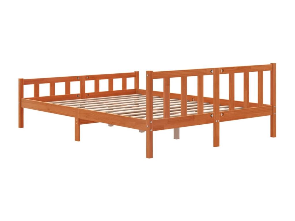Brown bed frame and headboard 150x200 pine wood OUYA58924