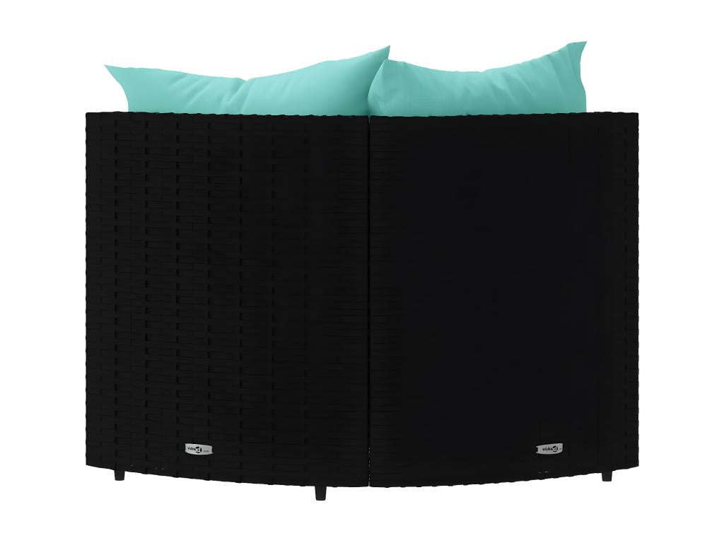 Garden corner sofas and cushions, 2 pieces, black woven resin, GLOS97052