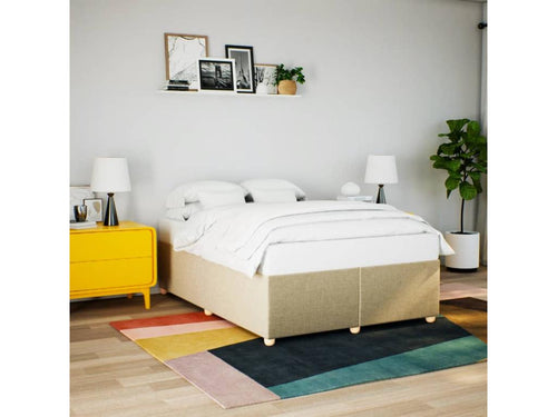 Bed frame without mattress, cream color, 160x200 cm, fabric DDGI31577