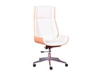 Office chair with high back in maple wood and faux leather upholstery - Nobellea S - White PFHR78853