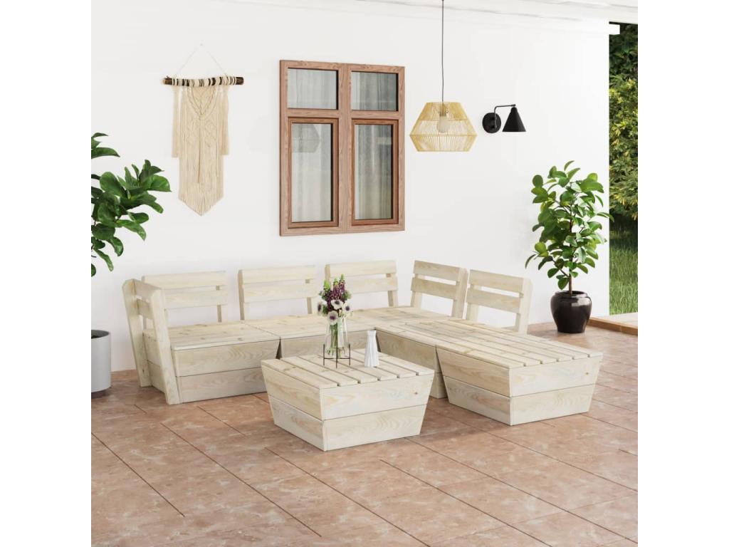 6-piece pallet garden furniture set, impregnated spruce wood THBG70100