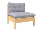 9-piece garden furniture set with grey cushions, solid pine wood CXEM35690