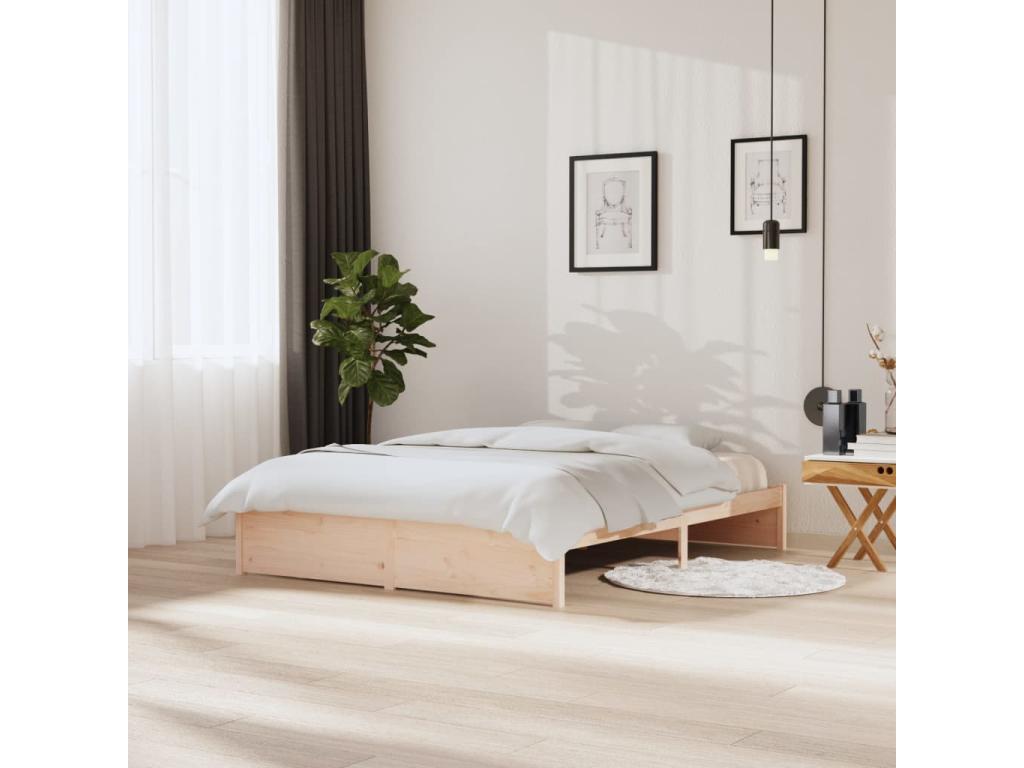 Bed frame without mattress, solid wood, 150x200 cm, YOKY30449