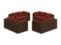 8-piece garden furniture set with cushions, brown wicker resin QQID20573