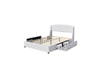 Nobellea - Sturdy and Comfortable 160x200 Bed with Slatted Base, 4 Drawers, White Headboard, 4 cm Legs - 13 La IBKD33406
