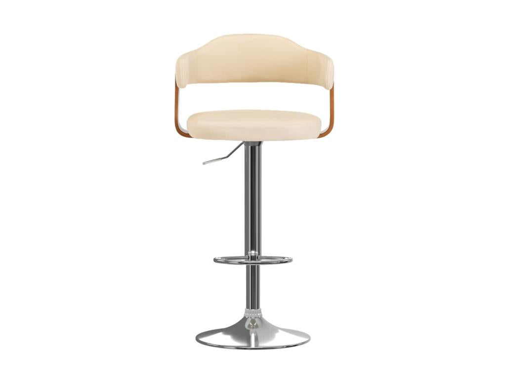 2-piece bar stools, cream, bent wood and faux leather, VAPO72398