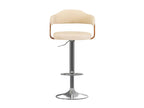 2-piece bar stools, cream, bent wood and faux leather, VAPO72398