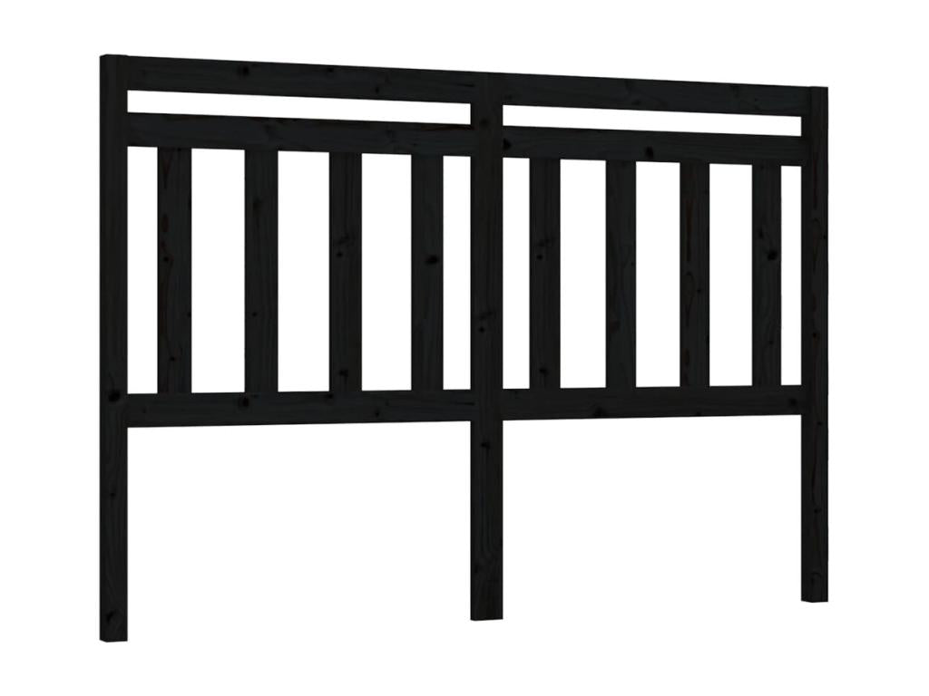 Black Headboard 146x4x100 cm Solid Pine Wood SFCR39173