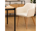 Set of 2 armchairs in white fabric with natural wood legs - Length 57 x Depth 60 x Height 83.5 cm LXKX88893