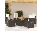 5-piece garden dining set with cushions, black woven resin HCQM95295