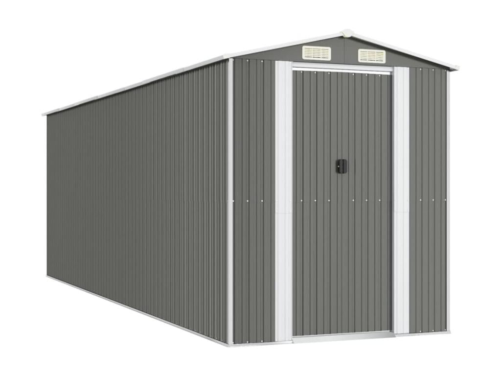 Light Grey Garden Shed 192x606x223 Galvanized Steel FGBB68978