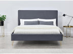 Grey velvet bed frame / brass legs 160x200 cm Nobellea RBJF50423