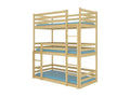 3-level bunk bed in natural pine, 90x200 cm, Nobellea ZFWM14216