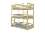 3-level bunk bed in natural pine, 90x200 cm, Nobellea ZFWM14216