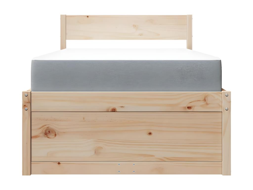 Bed with drawers and mattress 100x200 cm solid pine wood MOPM15020