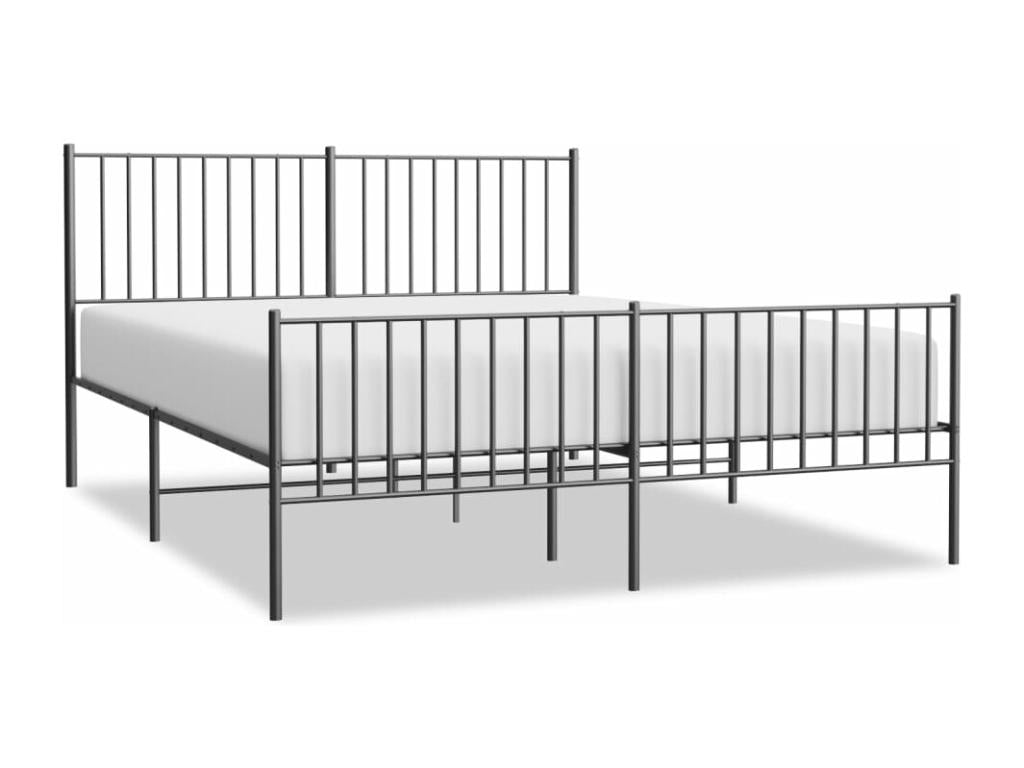 Metal bed frame with headboard and footboard, black, 160x200 cm, EVBG40783