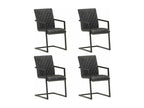 Cantilever dining chairs, set of 4, black genuine leather KXNS61173