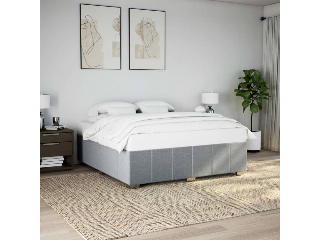 Light grey bed frame without mattress, 180x200 cm, fabric, JOKM64725
