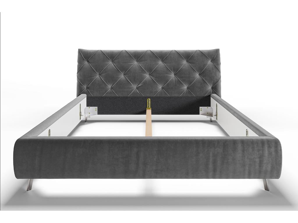 Bed - Grey Velvet - Nobellea NXBB08252