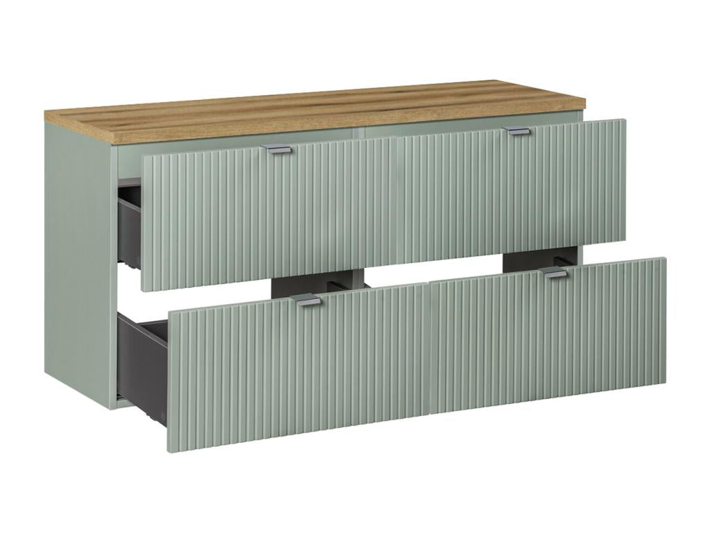 Dekonao Green and Wood 120cm Vanity Unit with 4 Drawers and Countertop WHYH64250