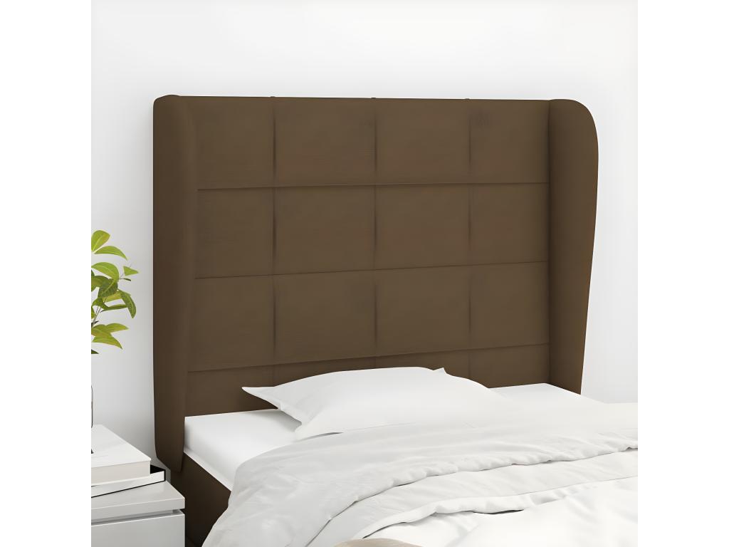Headboard with wings, Dark Brown, 83x23x118/128 cm, Fabric XXPW59138