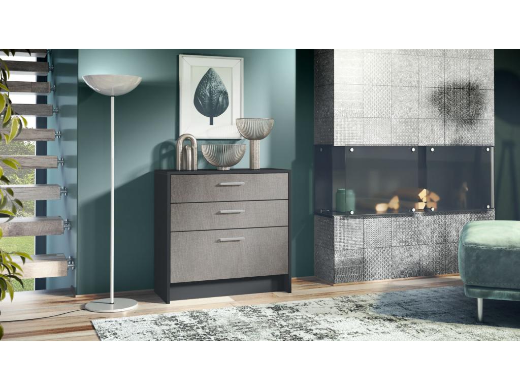 Small Matte Black and Mottled Brown Cabinet WxHxD 76x74x33 ZBQH73876