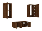 TV wall units with LED, 4 pcs, brown oak engineered wood, NHLO45031
