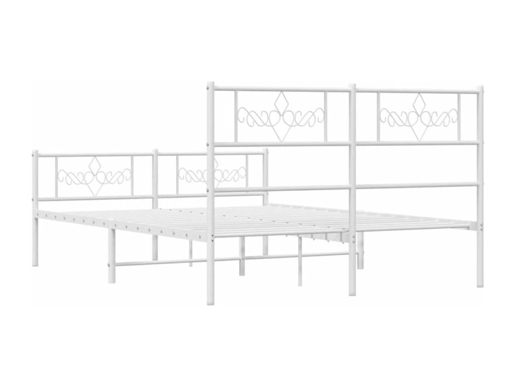 Metal bed frame with white headboard/footboard 140x200cm BOWX70636