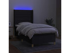 Upholstered bed base with mattress and LED lighting, black, 80x200cm, fabric JLAW99260