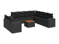 10-piece garden furniture set with cushions, black woven resin IRXT66103