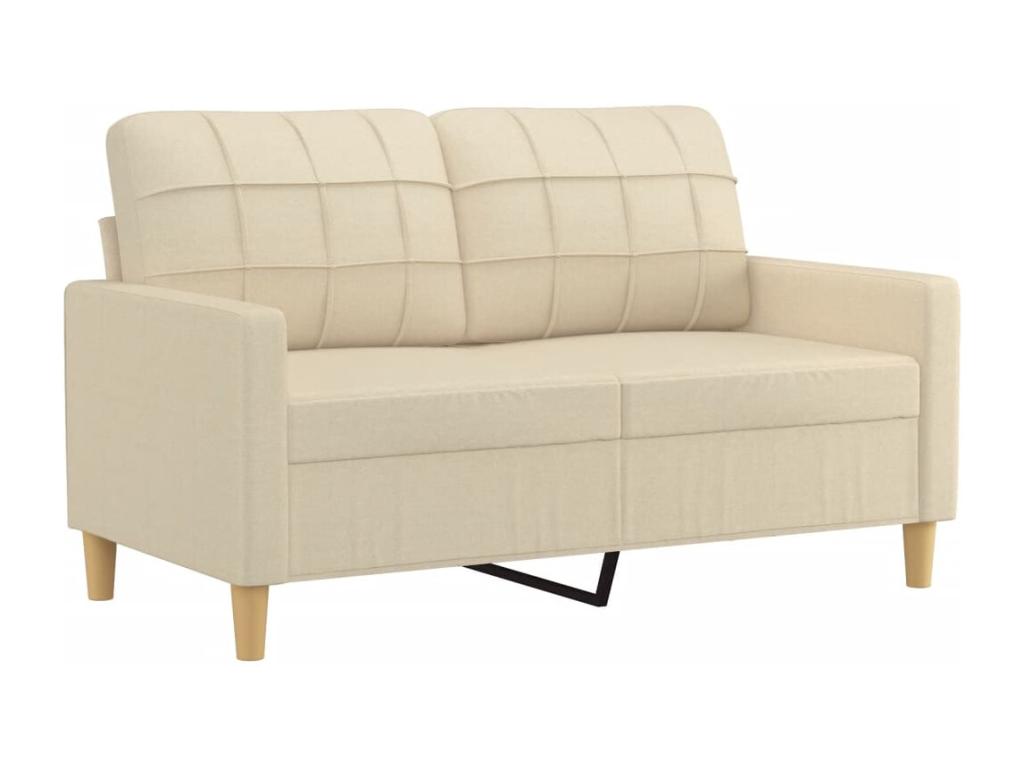 2-seater sofa with decorative cream cushions, 120 cm, fabric WCSC89741