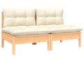 2-seater garden sofa and cream cushions, solid pine wood XECR39868
