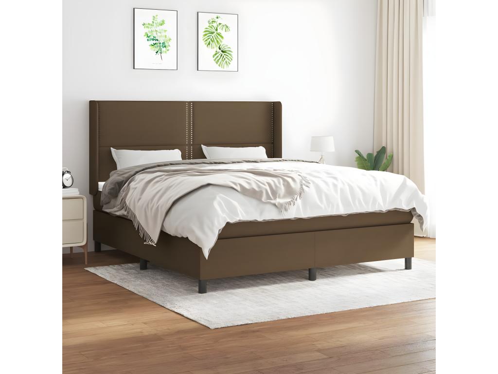Upholstered bed base with mattress, dark brown, 160x200 cm, GGTB36559