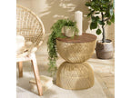 Dekonao - Beige rattan side table with recycled teak wood top GWCJ52066