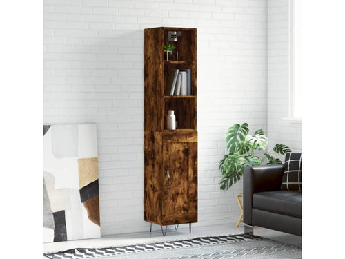 Tall sideboard, smoked oak, 34.5x34x180 cm, engineered wood, SLQS29667