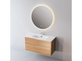 Bathroom vanity unit with ceramic basin, 2 drawers, W80 x H54 x D45 cm, natural oak finish, stainless steel handles, BAMBOO TXPW46136