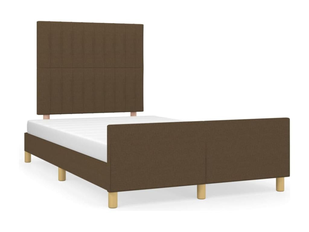 Bed frame with headboard, dark brown, 120x200 cm, fabric ZLWO64850