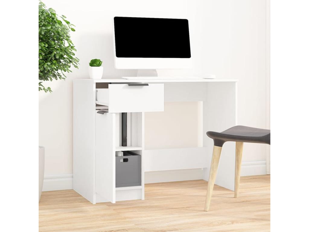 White Desk 100x50x75 cm Engineered Wood DQGJ61398