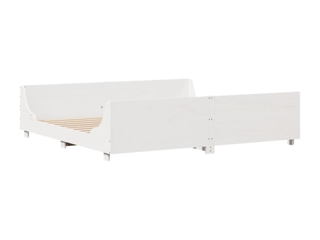 Bed frame without mattress, white, 200x200 cm, solid pine wood, JSVN15630